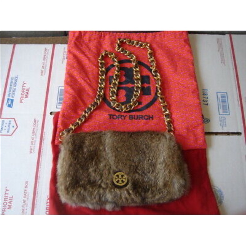 Tory Burch Exotic Cross Body Rabbit Fur Purse